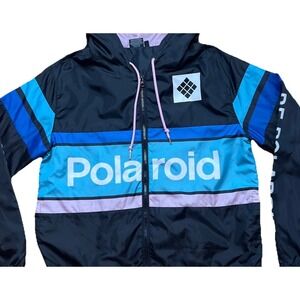 Rare Colorblock Vintage Polaroid Windbreaker Jacket Size Large Retro Hooded
